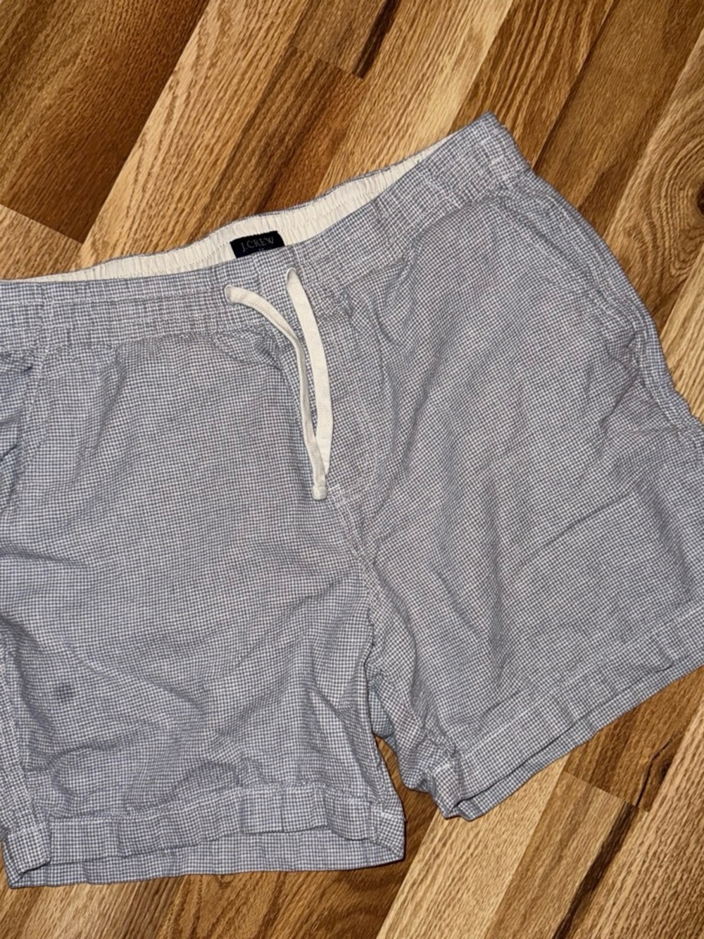 J. Crew Men’s Light Grey and White Linen Blend Shorts (M)